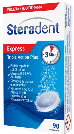 STERADENT TRIPLE ACTION PLUS 90 COMPRESSE PULENTI - Farmapre