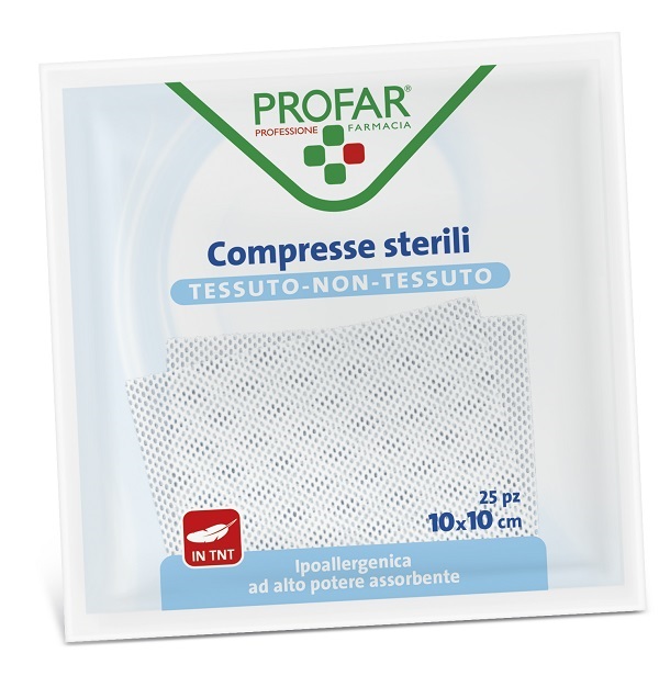 GARZA COMPRESSA TESSUTO NON TESSUTO 10X10 CM 25 PEZZI PROFAR - Farmapre