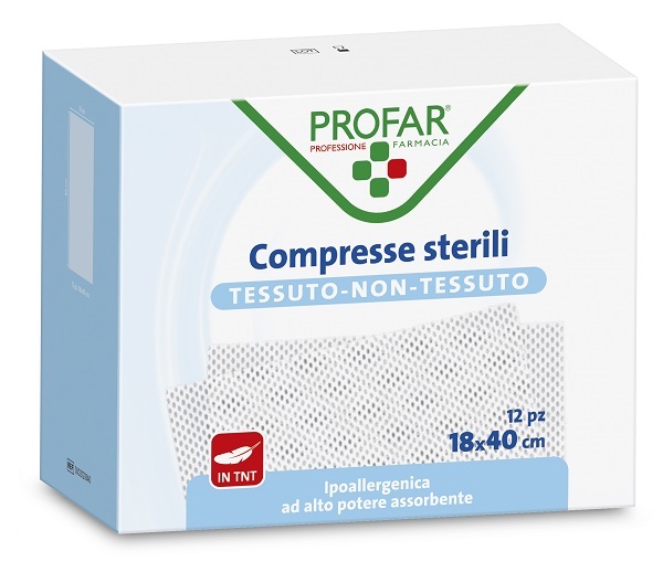 GARZA COMPRESSA TESSUTO NON TESSUTO 18X40 CM 12 PEZZI PROFAR - Farmapre
