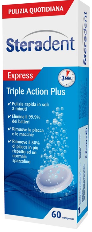 STERADENT TRIPLE ACTION PLUS 60 COMPRESSE PULENTI - Farmapre