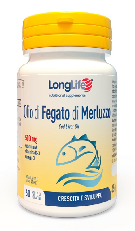 LONGLIFE OLIO FEGATO MERLUZZO 500 MG 60 PERLE IN GELATINA - Farmapre