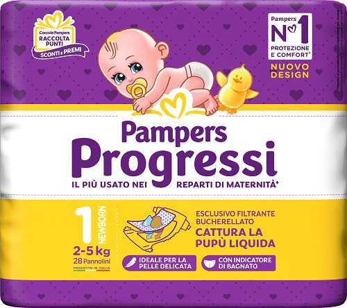 PAMPERS PROGRESSI NEWBORN PANNOLINO 1 2-5KG 28 PEZZI - Farmapre