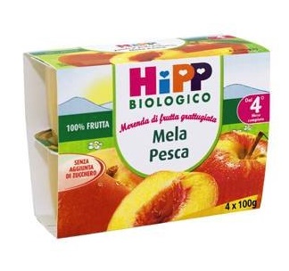 HIPP BIO FRUTTA GRATTUGGIATA MELA PESCA 4X100 G - Farmapre
