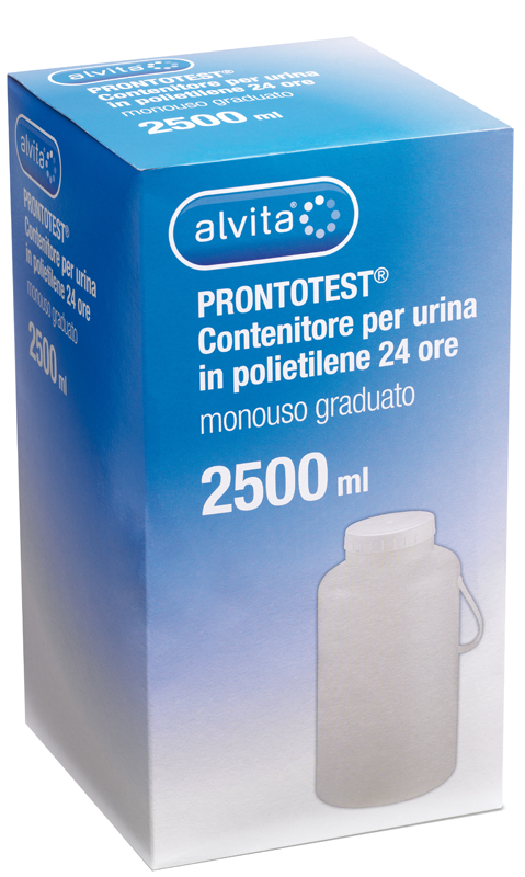 CONTENITORE PER URINA ALVITA PRONTOTEST IN POLIETILENE 24 ORE GRADUATO 2500ML - Farmapre