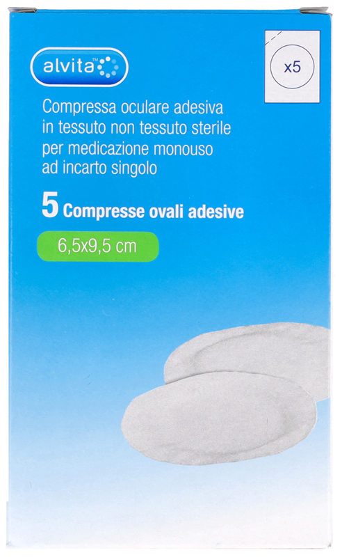 COMPRESSA OCULARE AUTOADESIVA ALVITA TNT OVALI 6,5X9,5CM 5 PEZZI - Farmapre