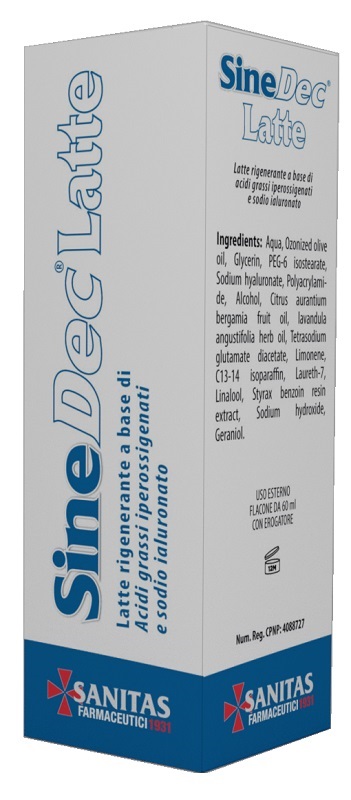 EMULSIONE PROFUMATA CONTENENTE OLIO OSSIGENATO PER PREVENZIONE E MEDICAZIONE DELLE ULCERE DA DECUBITO DI GRADO I SU PELLE INTEGRA SINEDEC LATTE 60ML - Farmapre