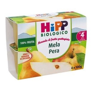 HIPP BIO FRUTTA GRATTUGGIATA MELA PERA 4X100 G - Farmapre
