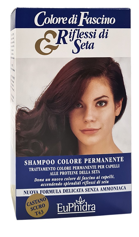 EUPHIDRA COLORE DI FASCINO & RIFLESSI DI SETA SHAMPOO COLOR PERMANENTE 43 CASTANO SCURO 120 ML - Farmapre
