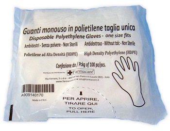 GUANTO MONOUSO IN PVC MISURA UNICA 100 PEZZI - Farmapre