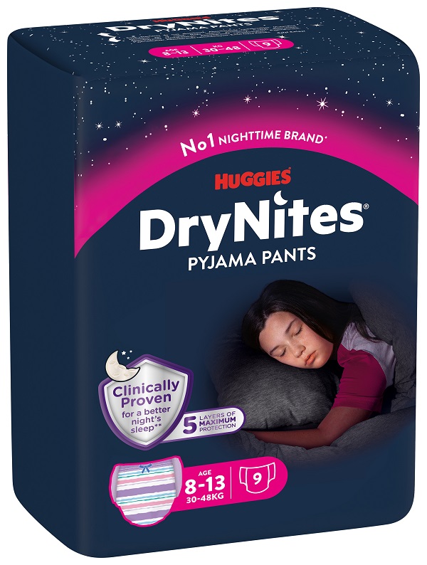 PANNOLINO HUGGIES DRYNITES 8/13 ANNI GIRL L 30/48KG 9 PEZZI - Farmapre