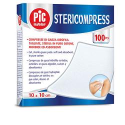 GARZA COMPRESSA IDROFILA PIC STERICOMPRESS 10X10 CM 4 BUSTE  25 PEZZI - Farmapre
