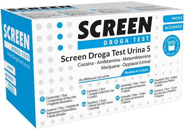 SCREEN DROGA TEST 5 DROGHE TEST ANTIDROGA CON CONTENITORE URINA - Farmapre