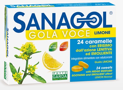SANAGOL GOLA VOCE SENZA ZUCCHERO LIMONE 24 CARAMELLE - Farmapre
