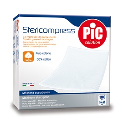 GARZA COMPRESSA IDROFILA PIC 10X10CM 4 STRATI 2 BUSTE 25 PEZZI FUSTELLA - Farmapre