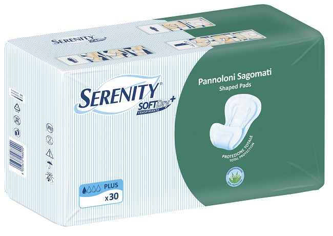 PANNOLONE PER INCONTINENZA SAGOMATO SERENITY SOFTDRY+ ALOE PLUS 30 PEZZI - Farmapre