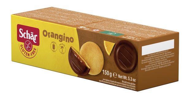 SCHAR ORANGINO BISCOTTI CON RIPIENO AL GUSTO DI ARANCIA RICOPERTI CON CIOCCOLATO 150 G - Farmapre
