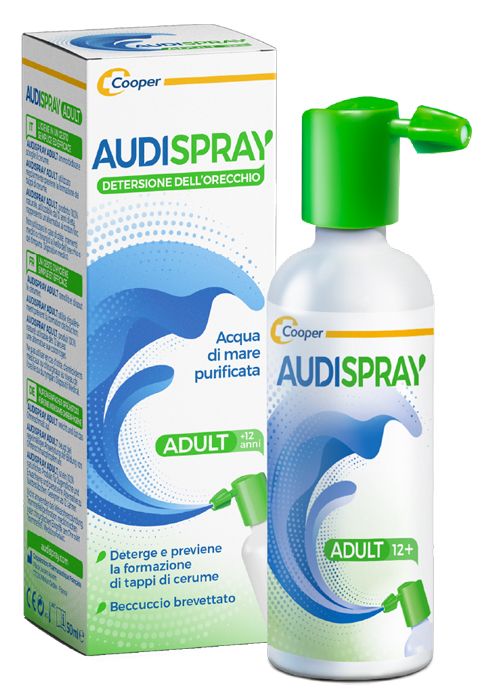 AUDISPRAY ADULT SOLUZIONE DI ACQUA DI MARE IPERTONICA SPRAY SENZA GAS DETERSIONE ORECCHIO 50 ML - Farmapre