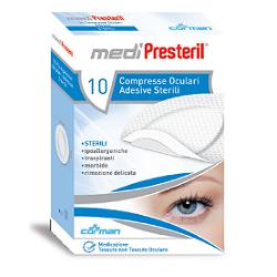 GARZA COMPRESSA OCULARE MEDIPRESTERIL ADESIVA TNT 6,5X9,5CM 10 PEZZI - Farmapre