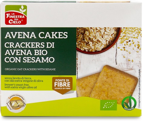 AVENACAKES CRACKERS DI AVENA CON SESAMO BIO VEGAN SENZA LIEVITO DI BIRRA CON OLIO EXTRAVERGINE DI OLIVA 250 G - Farmapre