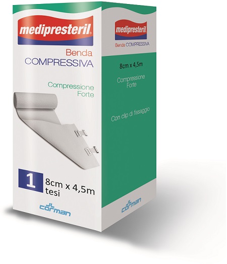 BENDA MEDIPRESTERIL COMPRESSIONE FORTE M4,5X8CM TESI - Farmapre
