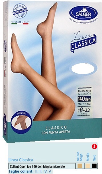 SAUBER COLLANT OPEN TOE MAGLIA MICRORETE 140 DEN COLORE MEDIO 3 LINEA CLASSICA - Farmapre