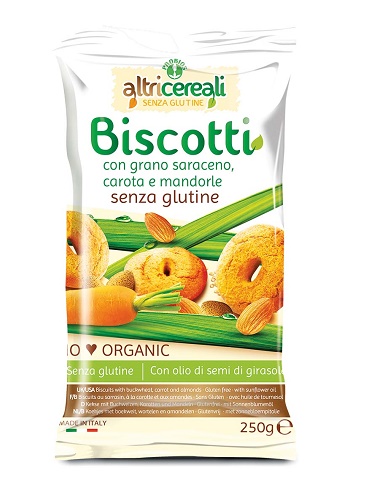 ALTRICEREALI BISCOTTI DI GRANO SARACENO CON CAROTA E MANDORLE BIO 250 G - Farmapre