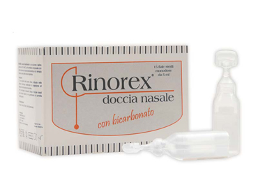 FIALA PER DOCCIA NASALE RINOREX BICARBONATO 15 FIALE 5 ML - Farmapre