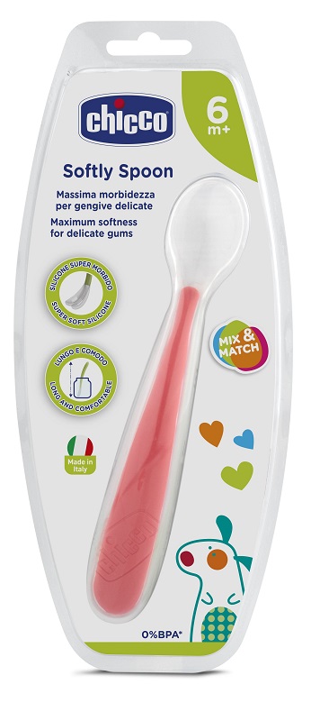 CHICCO CUCCHIAIO MORBIDO SILICONE 6M+ ROSSO UP - Farmapre