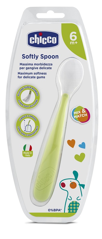 CHICCO CUCCHIAIO MORBIDO SILICONE 6M+ VERDE UP - Farmapre