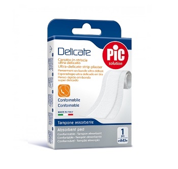 CEROTTO PIC DELICATE STRISCIA BIANCA CON TAMPONE ANTIBATTERICO CM 8X0,5 M - Farmapre