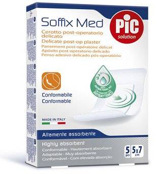 CEROTTO PIC SOFFIX MED IN TNT CON TAMPONE CENTRALE ASSORBENTE STERILE MONOUSO 5X7 CM ANTIBATTERICO 5 PEZZI - Farmapre