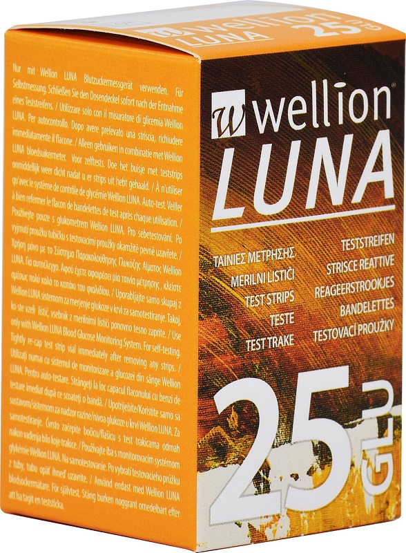 WELLION LUNA 25 STRIPS STRISCE PER MISURAZIONE GLICEMIA - Farmapre
