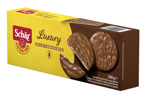 SCHAR LUXURY BISCOTTI DI PASTA FROLLA RICOPERTI DI CIOCCOLATO AL LATTE 200 G - Farmapre