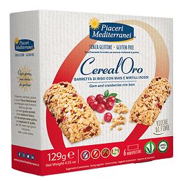 PIACERI MEDITERRANEI CEREALORO BARRETTA DI RISO CON MAIS E MIRTILLI ROSSI 6 PEZZI DA 21,5 G - Farmapre