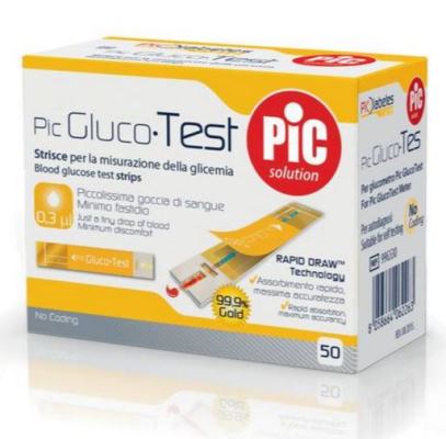 STRISCE MISURAZIONE GLICEMIA PIC GLUCOTEST 50 PEZZI - Farmapre