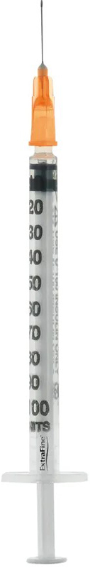 SIRINGA PER INSULINA EXTRAFINE 1ML 100 UI AGO REMOVIBILE 25 GAUGE 0,5X16 MM 1 PEZZO - Farmapre
