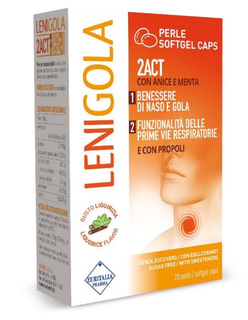 LENIGOLA 20 PERLE SOFTGEL CAPS LIQUIRIZIA - Farmapre