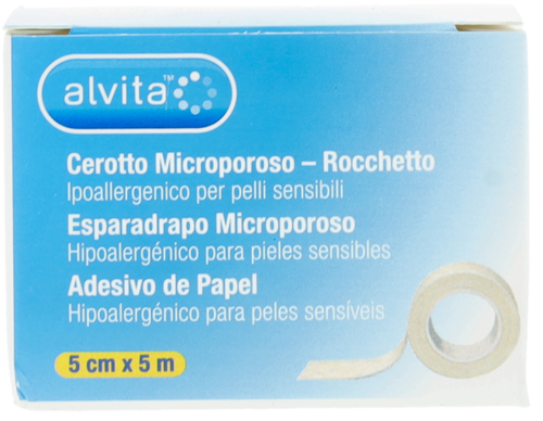CEROTTO MICROPOROSO IN ROCCHETTO ALVITA IPOALLERGENICO PER PELLI SENSIBILI 5X500CM - Farmapre