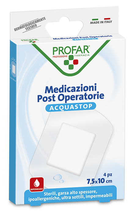 ACQUASTOP MEDICAZIONE POST OPERATORIA 7,5X10 CM PROFAR MED 4 PEZZI - Farmapre
