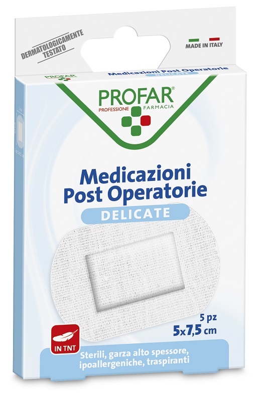 MEDICAZIONE POST OPERATORIA STERILE GARZA ANTIADERENTE 5X7,5 CM 5 PEZZI PROFAR - Farmapre