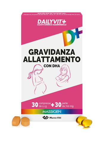 DAILYVIT+ GRAVIDANZA ALLATTAMENTO CON DHA MULTIVITAMINICO E MULTIMINERALE 30 COMPRESSE + 30 PERLE - Farmapre