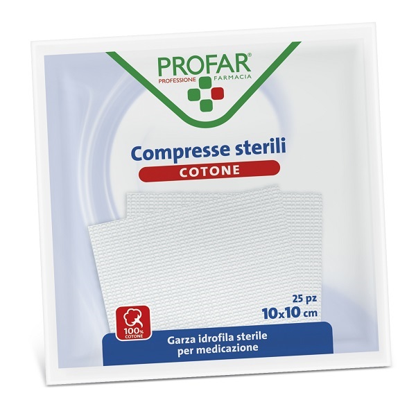GARZA IDROFILA PROFAR COMPRESSA STERILE 10X10 CM 25 PEZZI - Farmapre