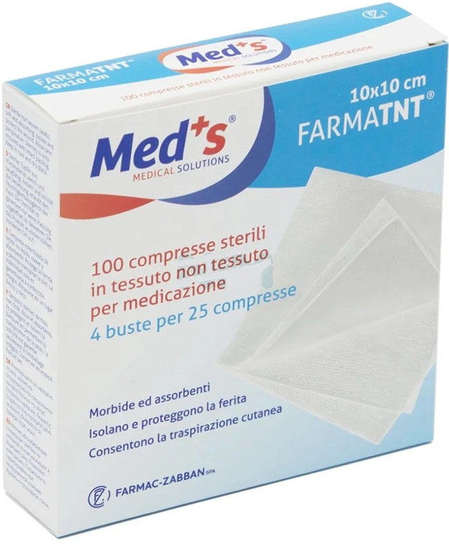 GARZA COMPRESSA MEDS TESSUTO NON TESSUTO 10X10CM 100 PEZZI - Farmapre