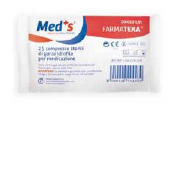 GARZA COMPRESSA IDROFILA MEDS FARMATEXA 12/8 10X10CM 25 PEZZI - Farmapre