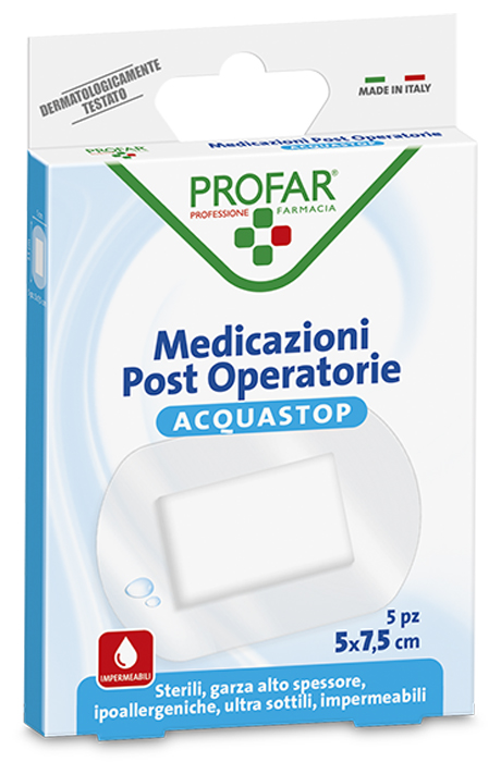 ACQUASTOP MEDICAZIONE POST OPERATORIA 5X7,5 CM PROFAR MED 5 PEZZI - Farmapre