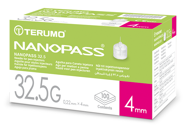 AGO PER PENNA DA INSULINA NANOPASS 32,5 GAUGE LUNGHEZZA 4 MM 100 PEZZI - Farmapre