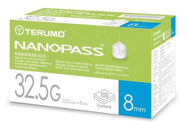 AGO PER PENNA DA INSULINA NANOPASS 32,5 GAUGE LUNGHEZZA 8 MM 100 PEZZI - Farmapre