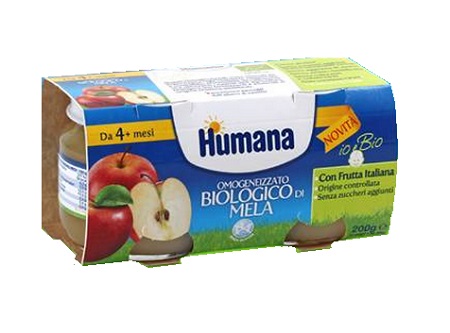 HUMANA OMOGENEIZZATO MELA BIO 2 VASETTI 100G - Farmapre