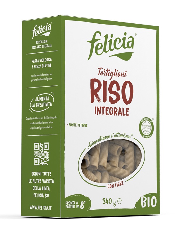 FELICIA BIO RISO INTEGRALE TORTIGLIONI 340 G - Farmapre