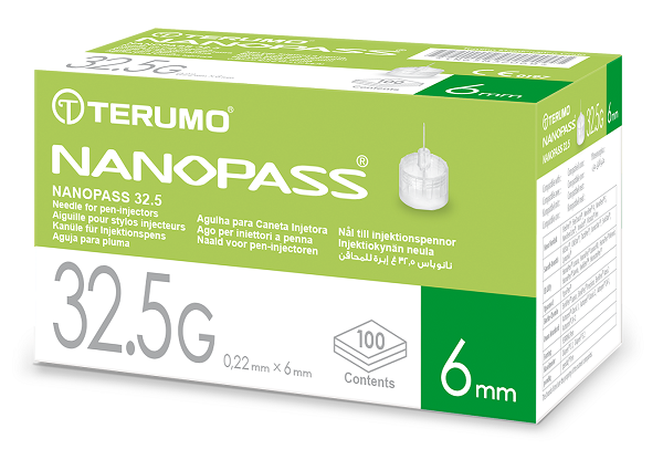 AGO PER PENNA DA INSULINA NANOPASS 32,5 GAUGE LUNGHEZZA 6 MM 100 PEZZI - Farmapre